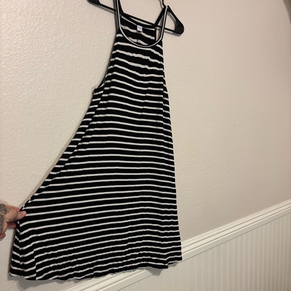 Medium Old Navy Black and White Striped Tank Dress